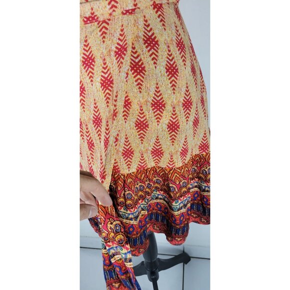 Zesica Women's Bohemian Colorful Wrap Dress V-Neck Short Sleeve Medium - Picture 4 of 13